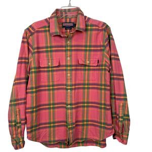 Vineyard Vines Plaid Flannel Shirt Pink Green Collegiate Fit L